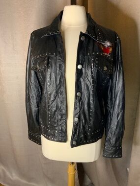 Vintage Harley Davidson Cafe Leather Studded Jacket